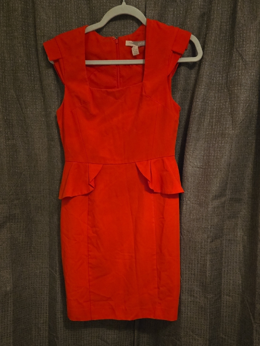 Forever 21 Bright Red Peplum Midi Sheath Dress